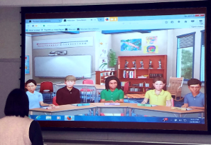 Example of Teachlive being used with avatars on the screen